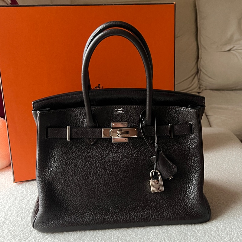 愛馬仕 birkin30 烏木色銀扣-1