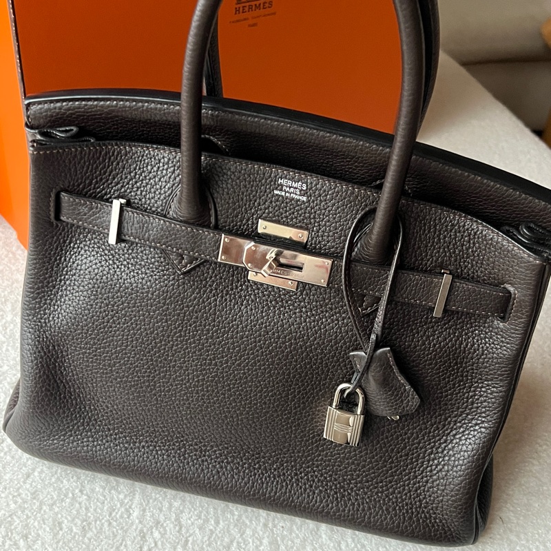 愛馬仕 birkin30 烏木色銀扣-3