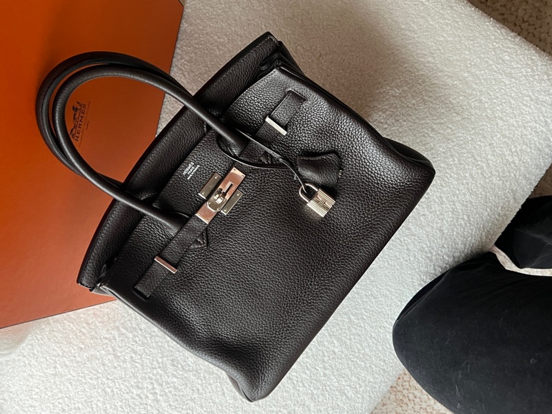 愛馬仕 birkin30 烏木色銀扣-5