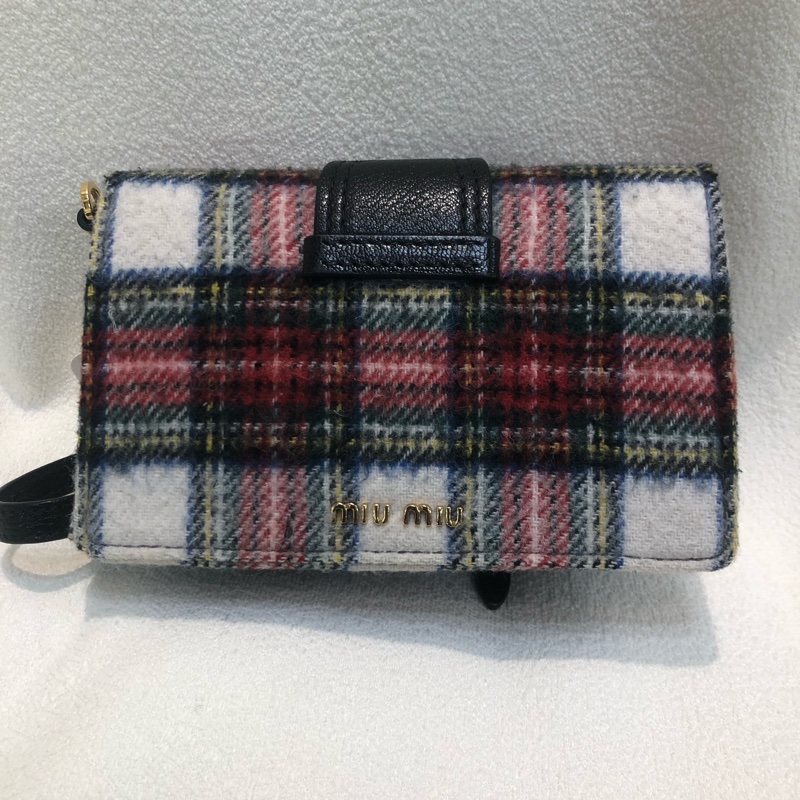 miumiu 妙妙 蘇格蘭格仔 彩色 水晶斜背包XB282-3
