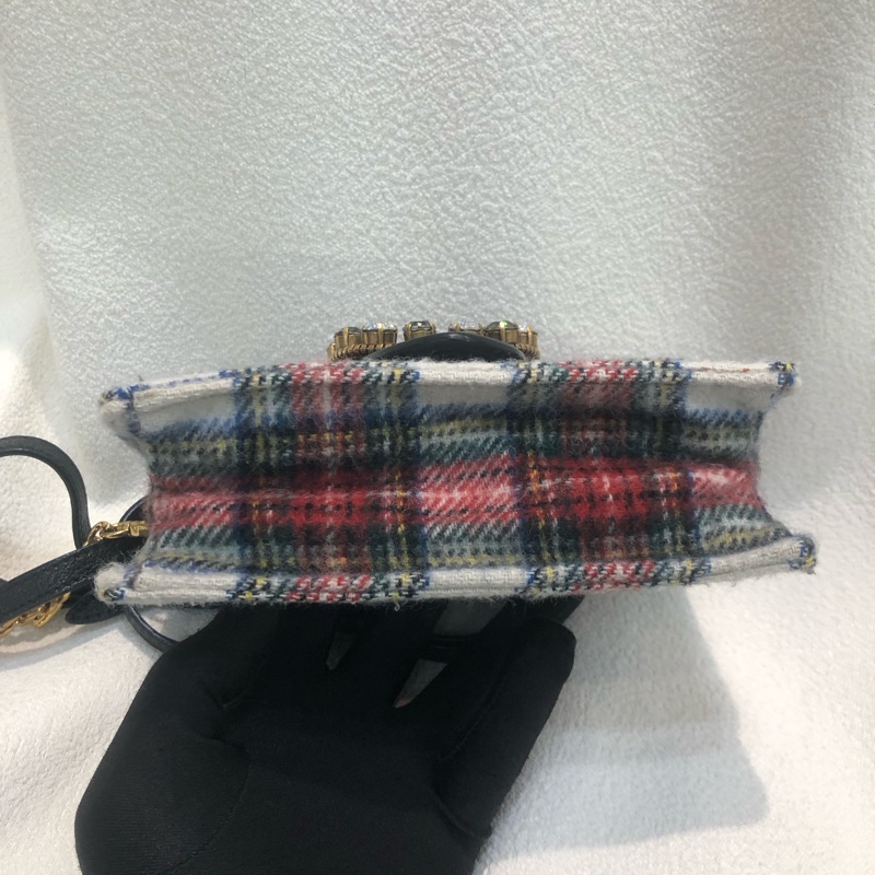 miumiu 妙妙 蘇格蘭格仔 彩色 水晶斜背包XB282-5