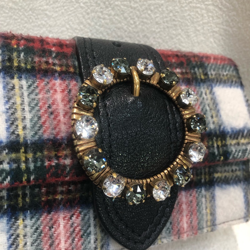 miumiu 妙妙 蘇格蘭格仔 彩色 水晶斜背包XB282-12