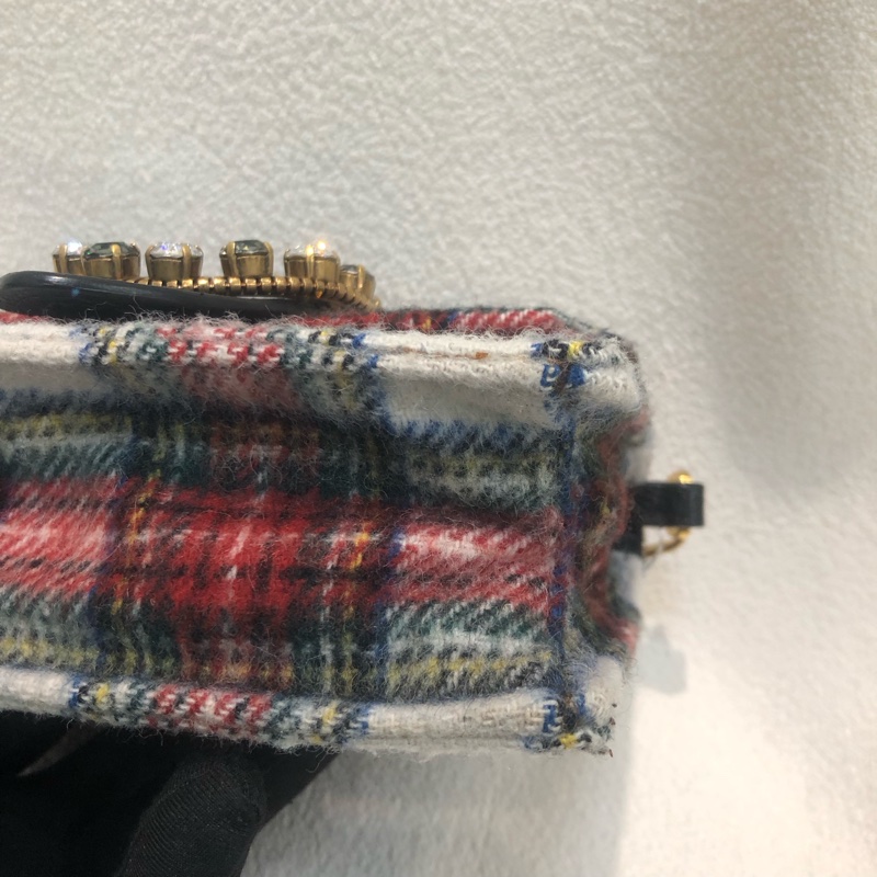 miumiu 妙妙 蘇格蘭格仔 彩色 水晶斜背包XB282-17