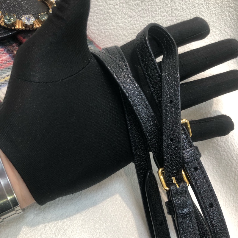 miumiu 妙妙 蘇格蘭格仔 彩色 水晶斜背包XB282-34