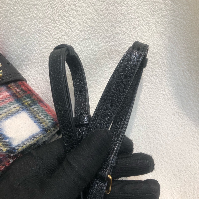 miumiu 妙妙 蘇格蘭格仔 彩色 水晶斜背包XB282-35