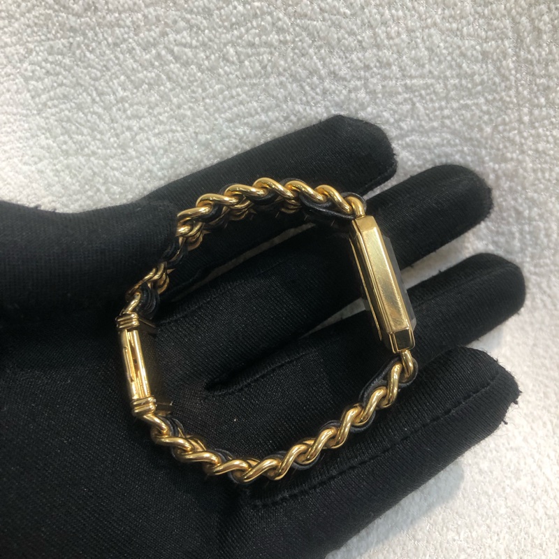 Chanel 香奈兒 黃金 小方糖 M 號 中碼 手錶I860-1