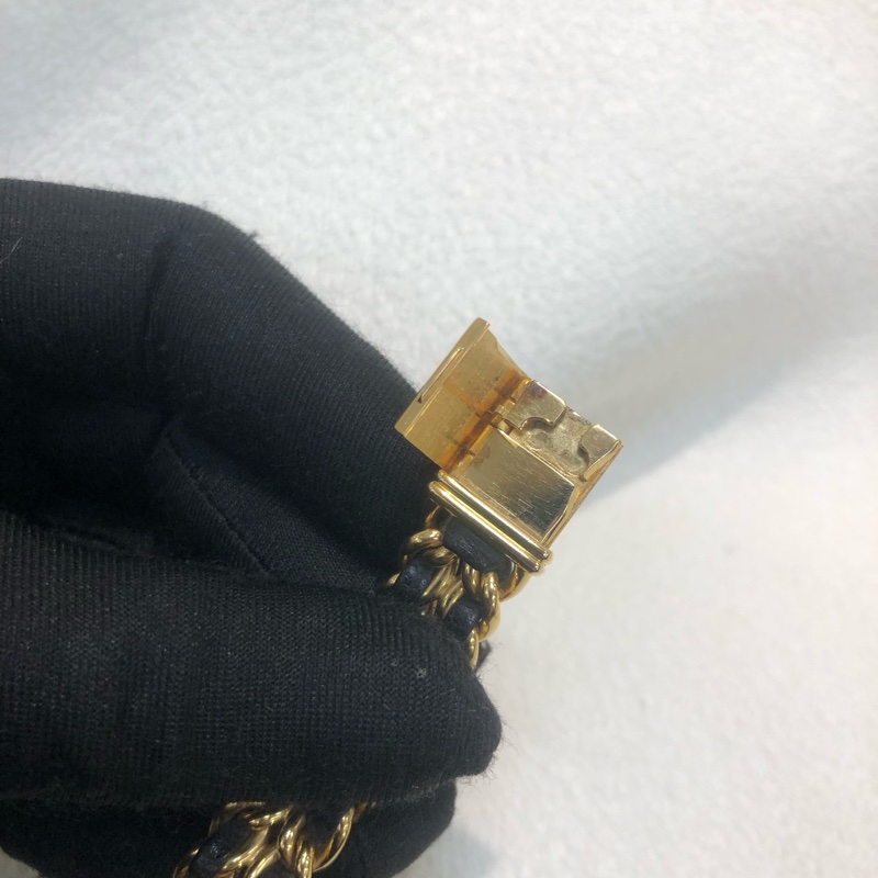 Chanel 香奈兒 黃金 小方糖 M 號 中碼 手錶I860-19