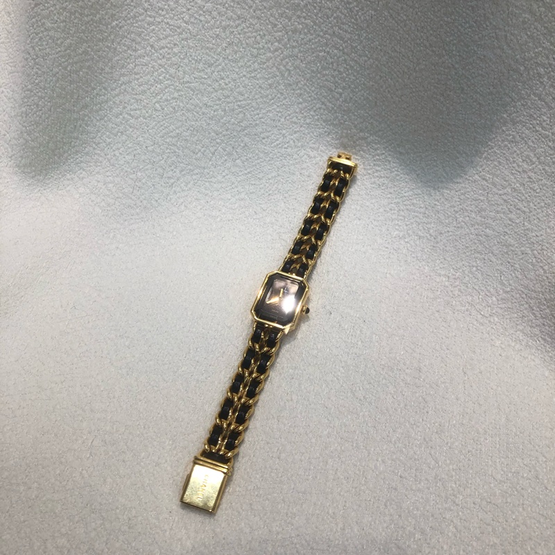 Chanel 香奈兒 黃金 小方糖 M 號 中碼 手錶I860-23
