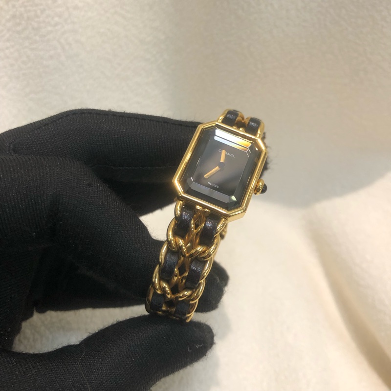 Chanel 香奈兒 黃金 小方糖 M 號 中碼 手錶I860-31