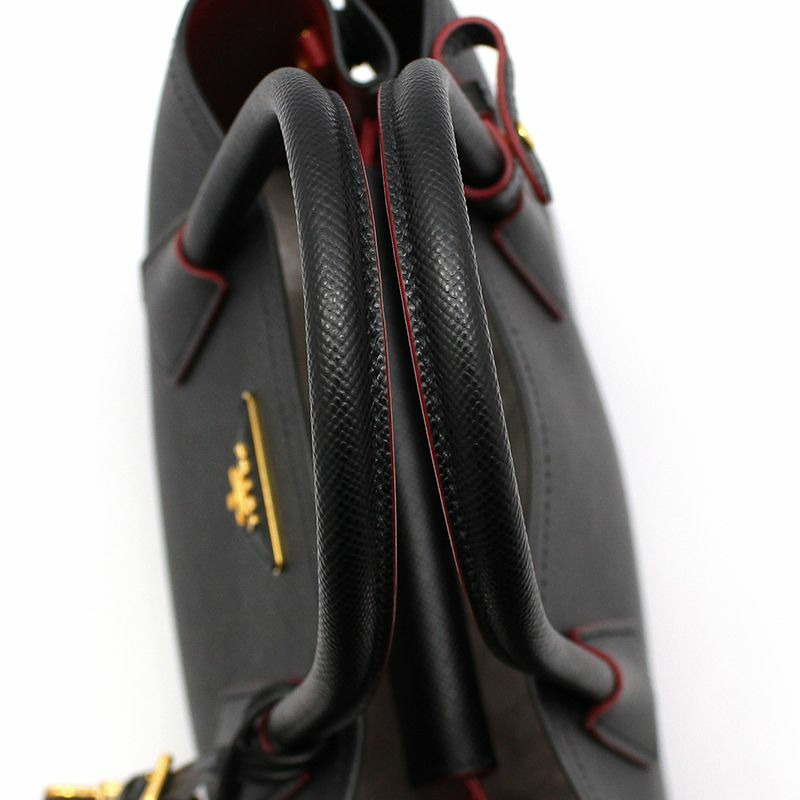 【包稅】PRADA 黑色 Saffiano 雙肩小肩包-6