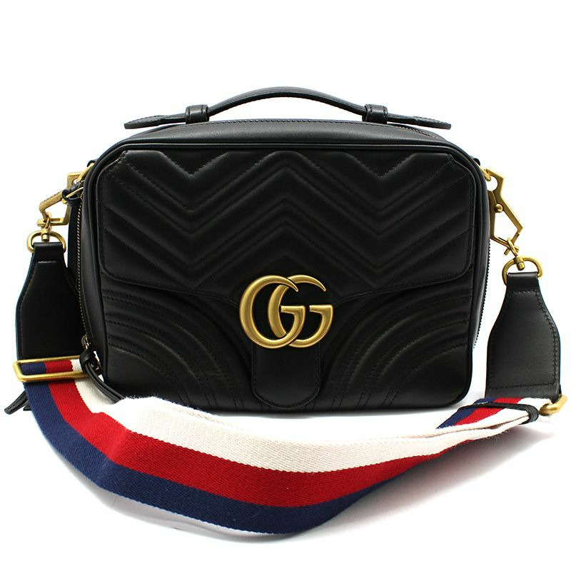 【包稅】GUCCI 黑色 GG Marmont Matelassé 手提單肩包-0