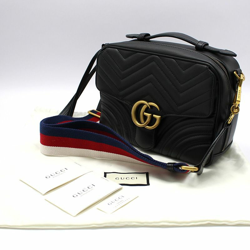 【包稅】GUCCI 黑色 GG Marmont Matelassé 手提單肩包-1