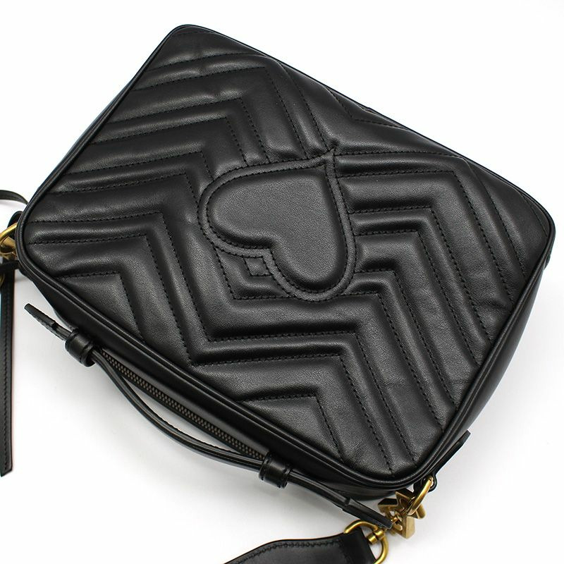 【包稅】GUCCI 黑色 GG Marmont Matelassé 手提單肩包-3