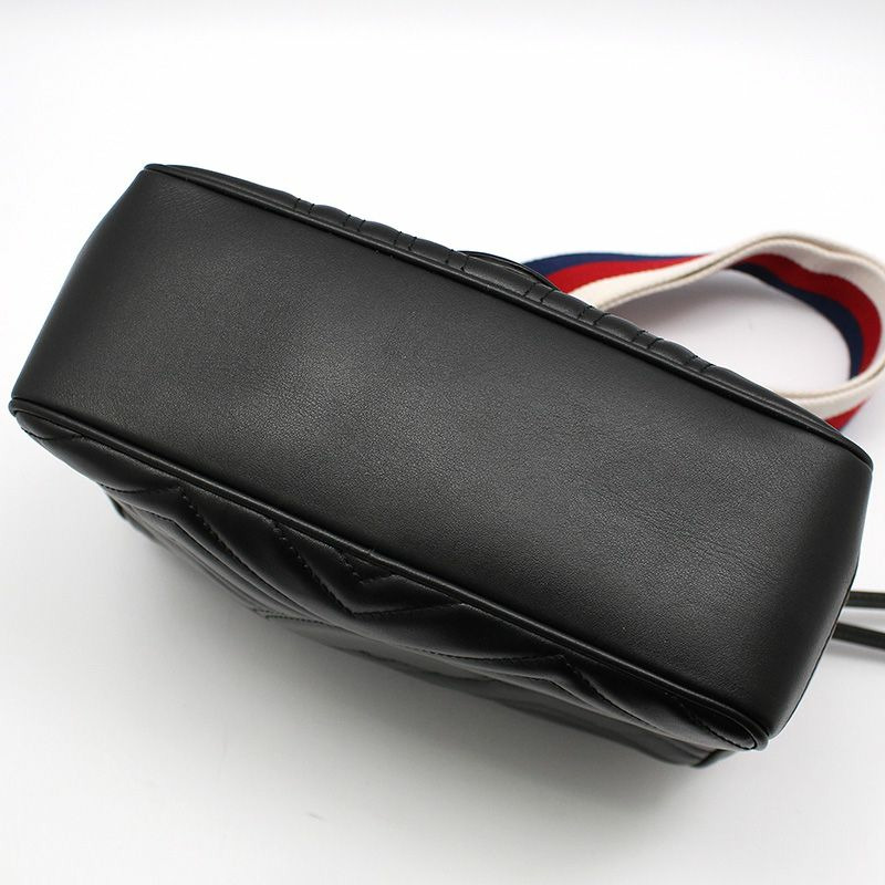 【包稅】GUCCI 黑色 GG Marmont Matelassé 手提單肩包-4