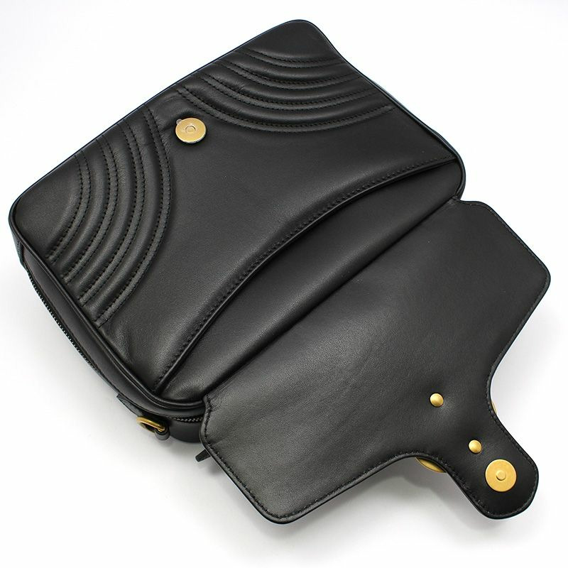 【包稅】GUCCI 黑色 GG Marmont Matelassé 手提單肩包-6