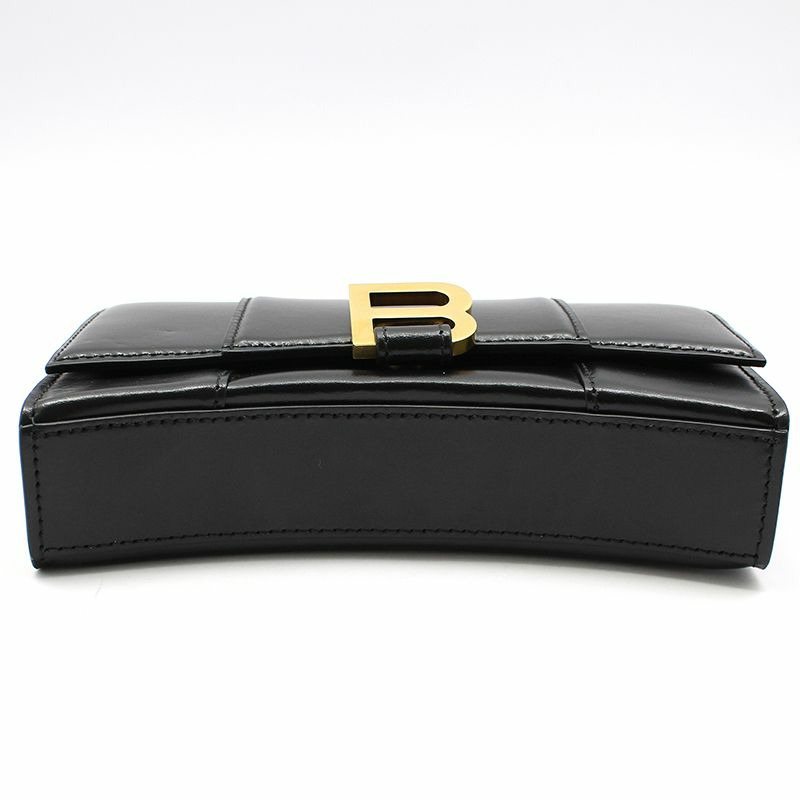 【包稅】BALENCIAGA 黑色亮面 Box 小牛皮 Hourglass WOC 迷你鏈條斜背包-4