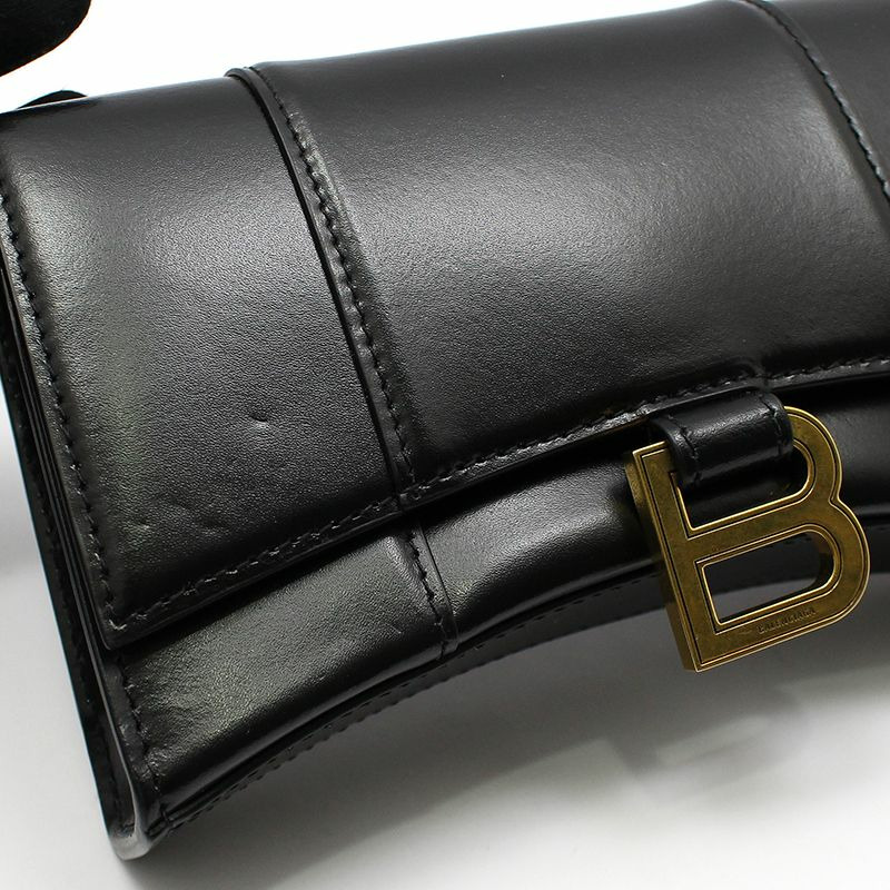 【包稅】BALENCIAGA 黑色亮面 Box 小牛皮 Hourglass WOC 迷你鏈條斜背包-6