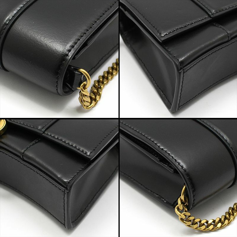 【包稅】BALENCIAGA 黑色亮面 Box 小牛皮 Hourglass WOC 迷你鏈條斜背包-10