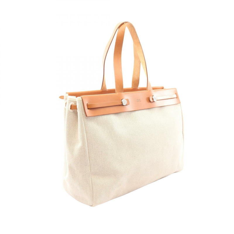 愛馬仕 Herbag Cabas MM 手提包 F Toile Hunter Natural 二手女士 SHW-1
