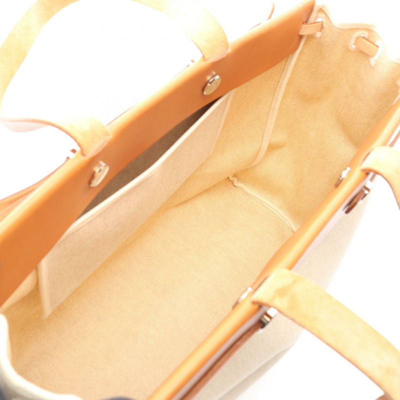 愛馬仕 Herbag Cabas MM 手提包 F Toile Hunter Natural 二手女士 SHW-2