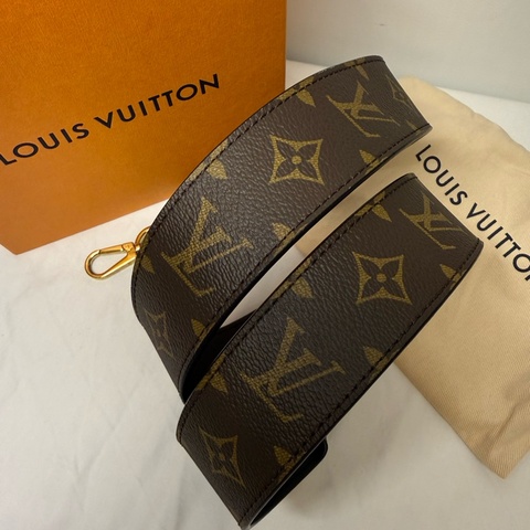LV Monogram 拼牛皮雙色肩背帶