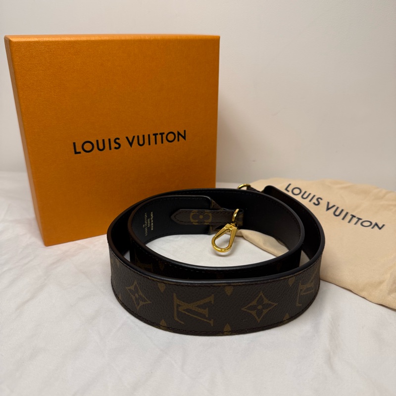 LV Monogram 拼牛皮雙色肩背帶-5