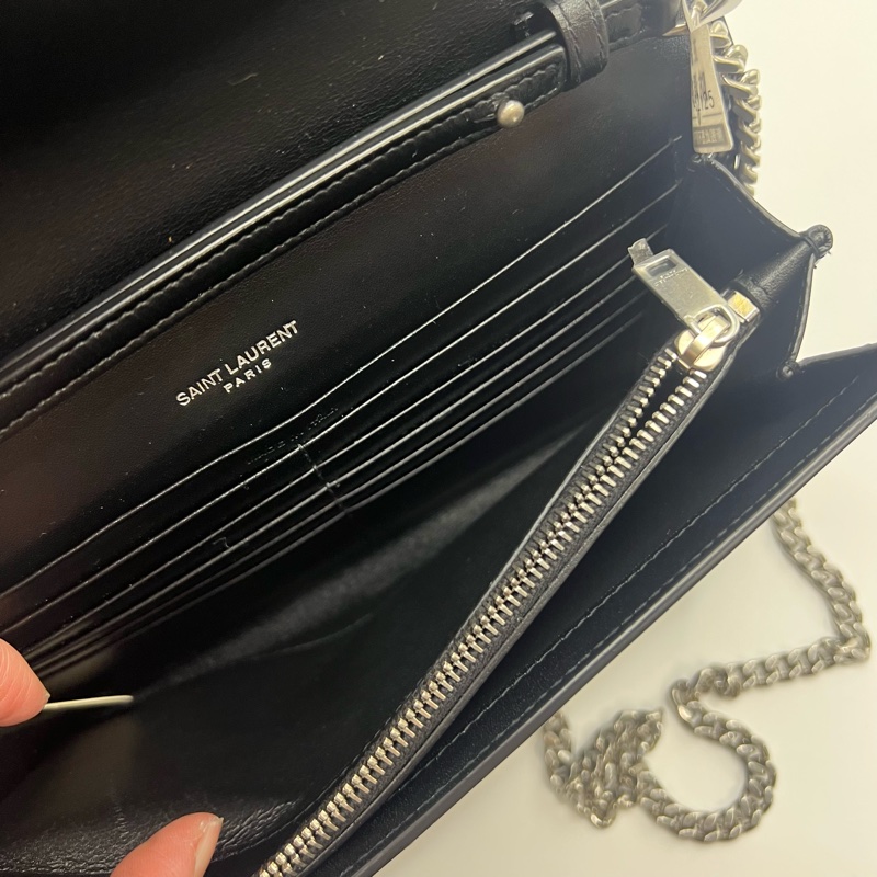 SAINT LAURENT圣罗兰 CASSANDRE 黑银 可拆卸链条肩带 拉绒皮革-8
