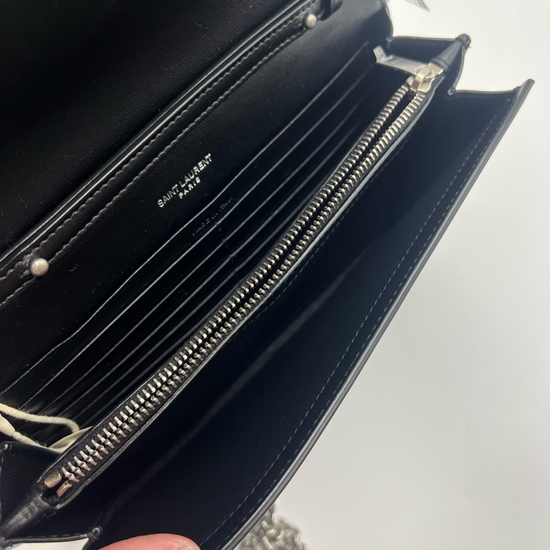 SAINT LAURENT圣罗兰 CASSANDRE 黑银 可拆卸链条肩带 拉绒皮革-9