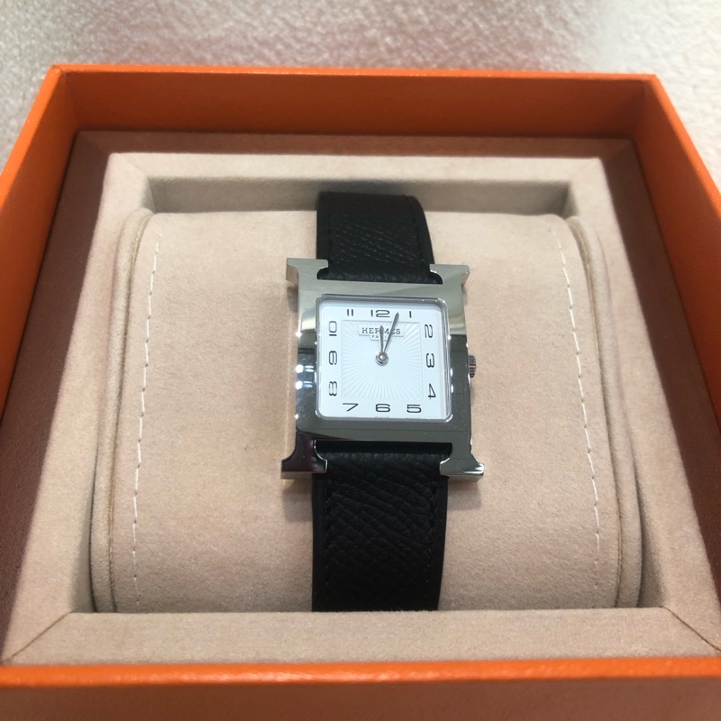 Hermes Heure H 25mm 黑銀Epsom 手錶-0