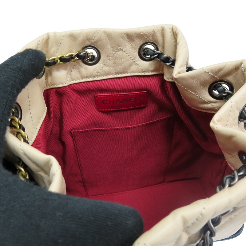 杏色 山型紋牛皮 Gabrielle 後背包【CHANEL 香奈兒】 A94485-5