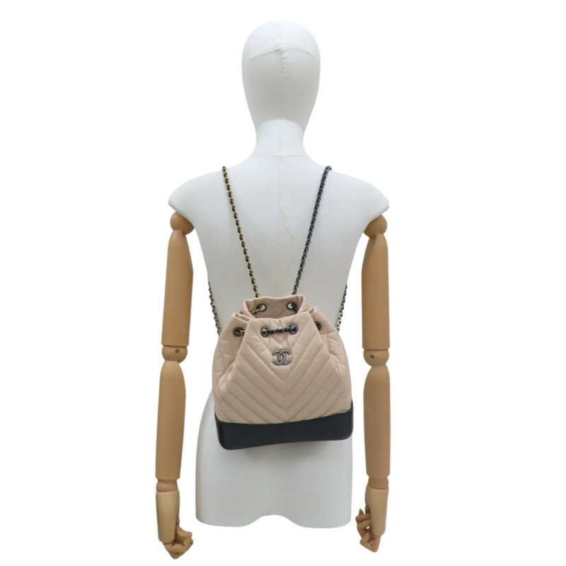 杏色 山型紋牛皮 Gabrielle 後背包【CHANEL 香奈兒】 A94485-10