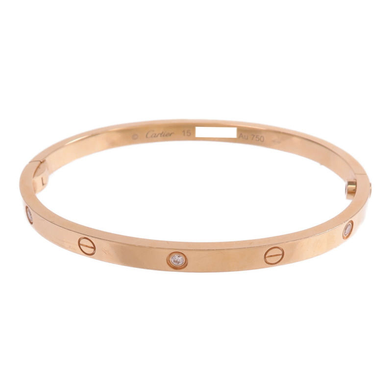 CARTIER 18K玫瑰金Love Bracelet Small Model 6 Diamonds鑽石手鐲Cartier#15-0