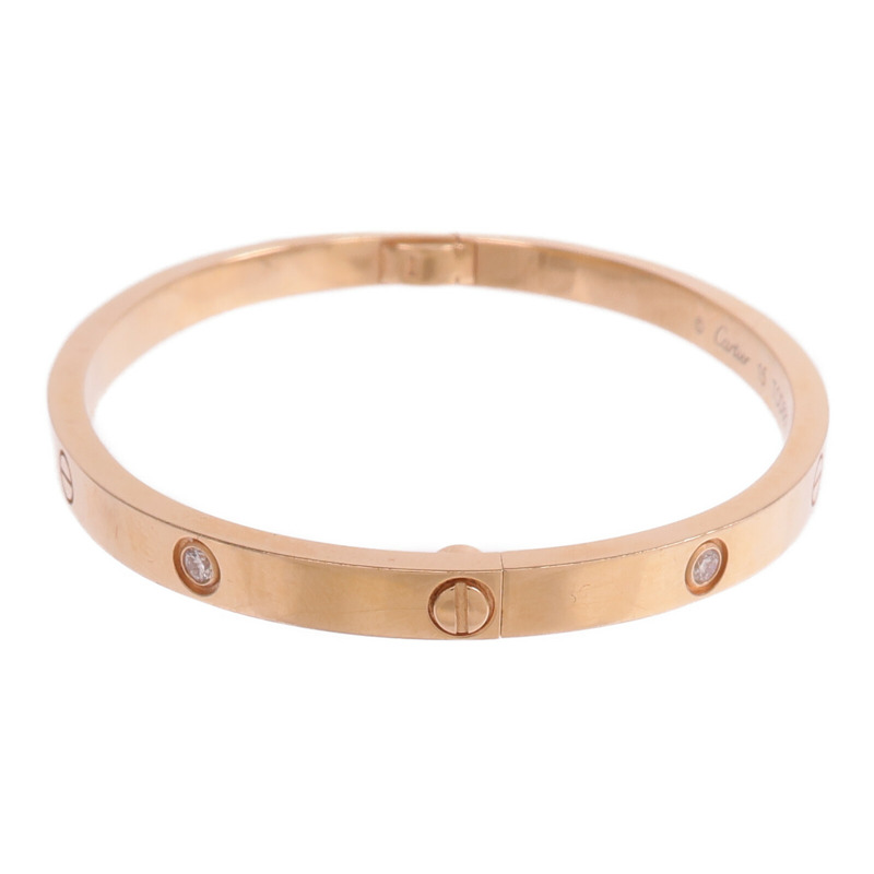 CARTIER 18K玫瑰金Love Bracelet Small Model 6 Diamonds鑽石手鐲Cartier#15-1