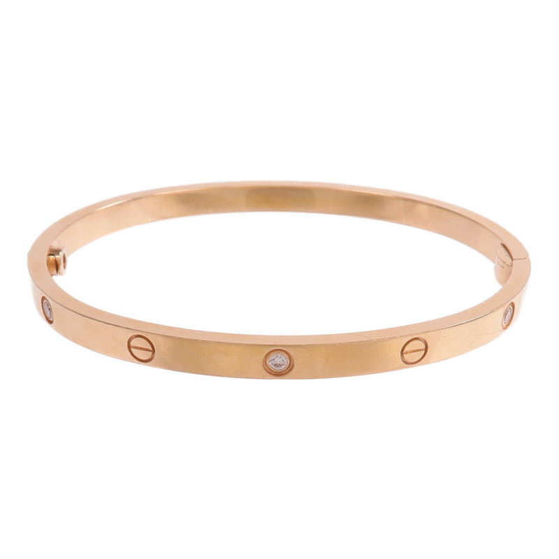 CARTIER 18K玫瑰金Love Bracelet Small Model 6 Diamonds鑽石手鐲Cartier#15-2