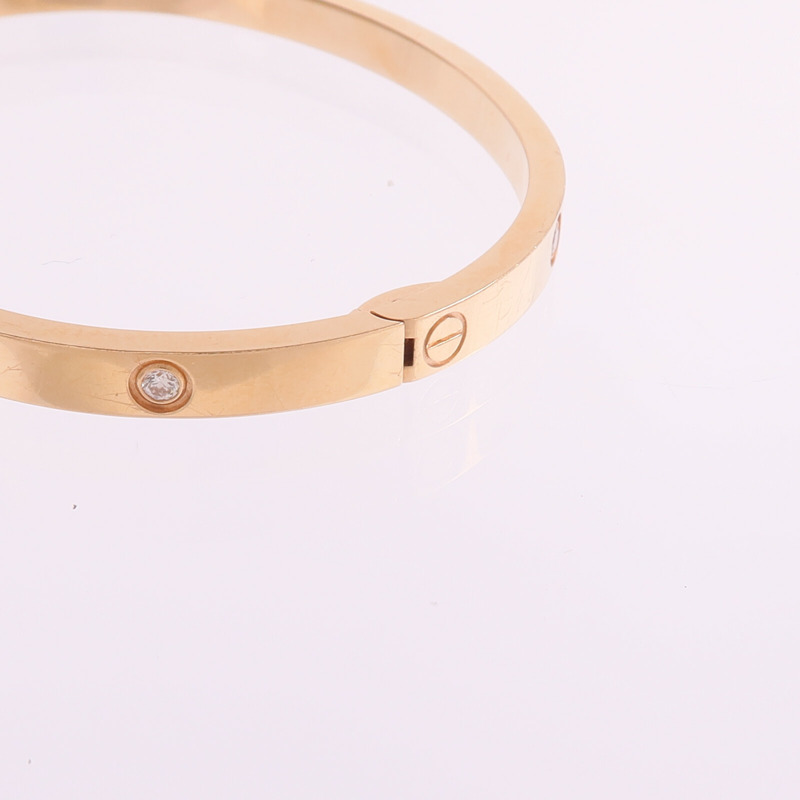CARTIER 18K玫瑰金Love Bracelet Small Model 6 Diamonds鑽石手鐲Cartier#15-5