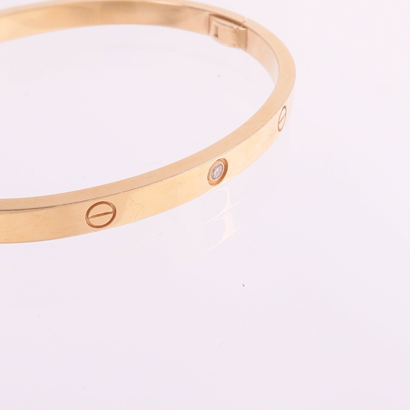 CARTIER 18K玫瑰金Love Bracelet Small Model 6 Diamonds鑽石手鐲Cartier#15-6