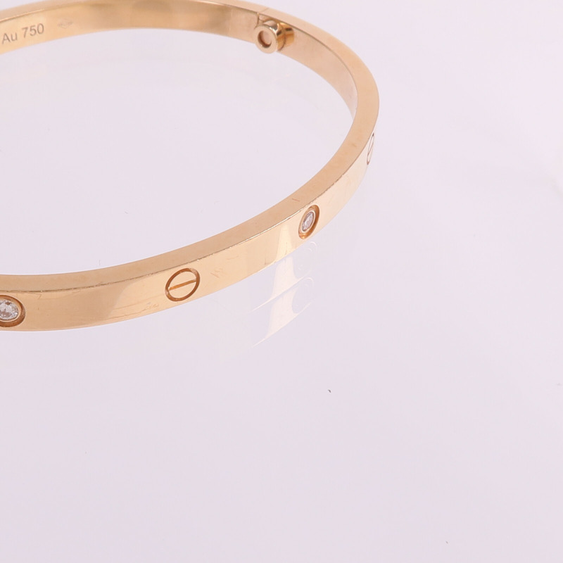 CARTIER 18K玫瑰金Love Bracelet Small Model 6 Diamonds鑽石手鐲Cartier#15-7