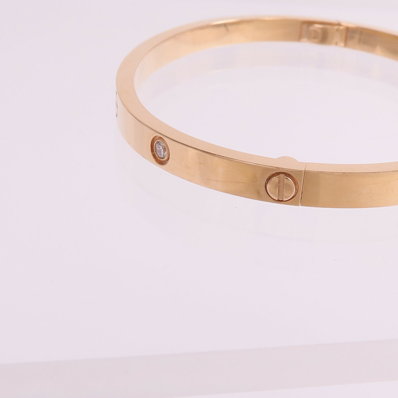 CARTIER 18K玫瑰金Love Bracelet Small Model 6 Diamonds鑽石手鐲Cartier#15-9