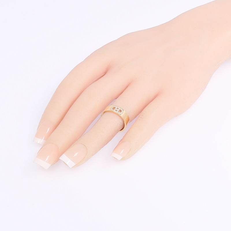 HERMES 18K玫瑰金H d'ancre Ring鑽石戒指US#5-8