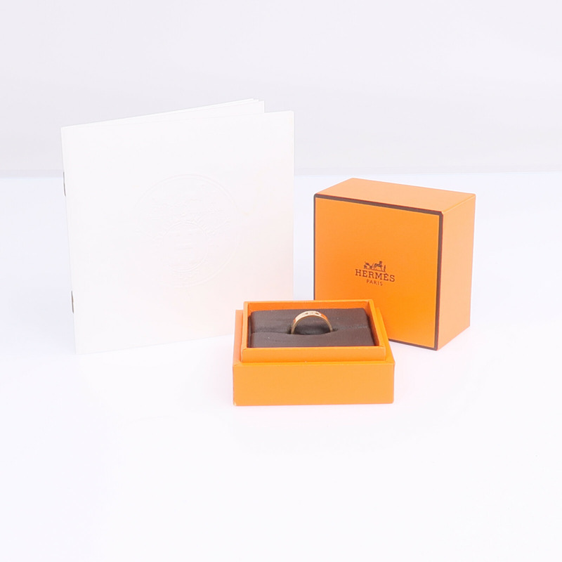 HERMES 18K玫瑰金H d'ancre Ring鑽石戒指US#5-9