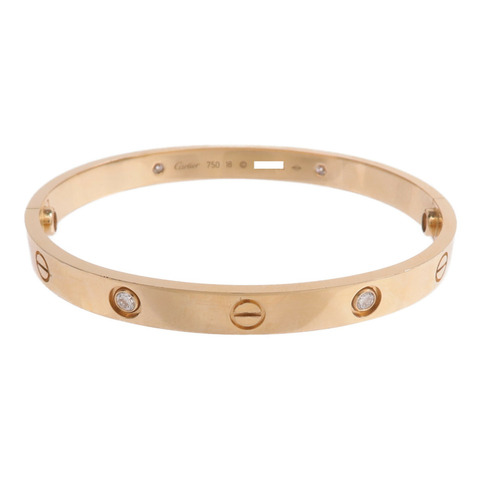 CARTIER 18K玫瑰金Love Bracelet 4 Diamonds鑽石手鐲Cartier#18
