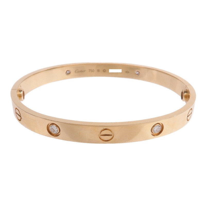 CARTIER 18K玫瑰金Love Bracelet 4 Diamonds鑽石手鐲Cartier#18-0