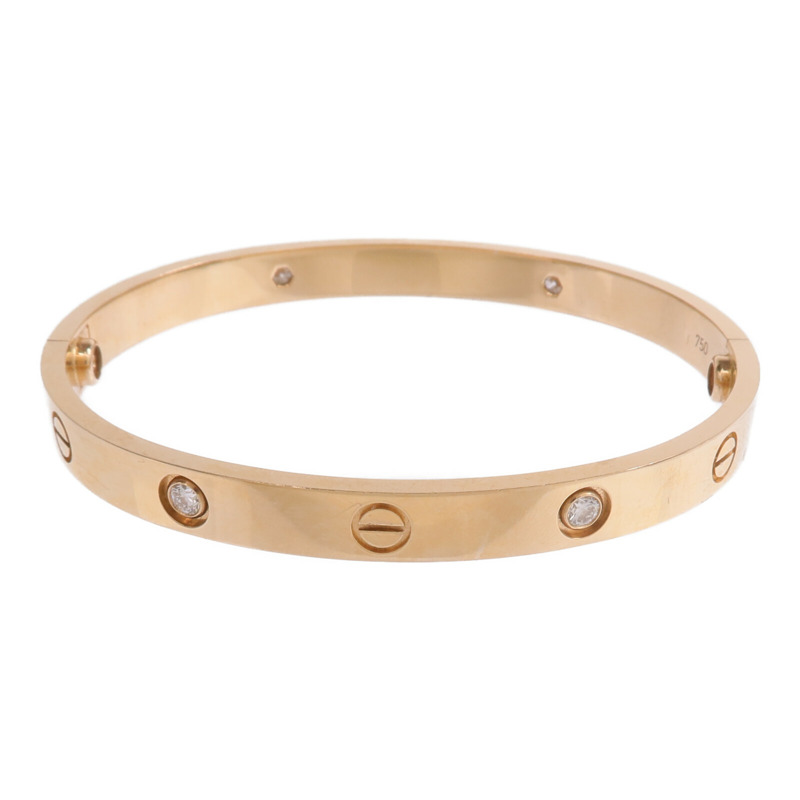 CARTIER 18K玫瑰金Love Bracelet 4 Diamonds鑽石手鐲Cartier#18-2