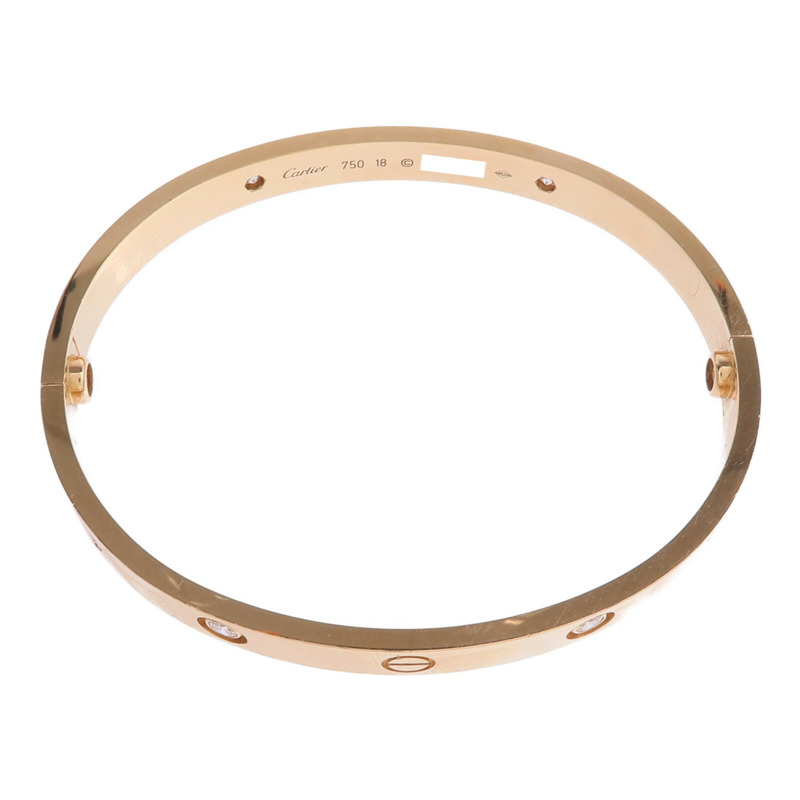 CARTIER 18K玫瑰金Love Bracelet 4 Diamonds鑽石手鐲Cartier#18-3