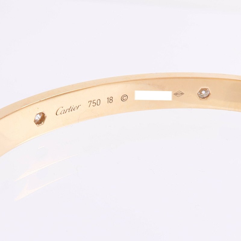 CARTIER 18K玫瑰金Love Bracelet 4 Diamonds鑽石手鐲Cartier#18-4