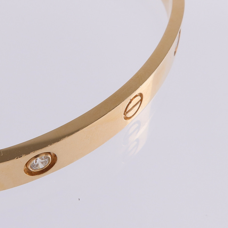 CARTIER 18K玫瑰金Love Bracelet 4 Diamonds鑽石手鐲Cartier#18-9