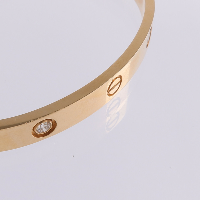 CARTIER 18K玫瑰金Love Bracelet 4 Diamonds鑽石手鐲Cartier#18-10