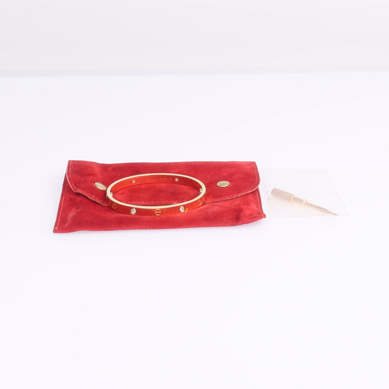 CARTIER 18K玫瑰金Love Bracelet 4 Diamonds鑽石手鐲Cartier#18-11