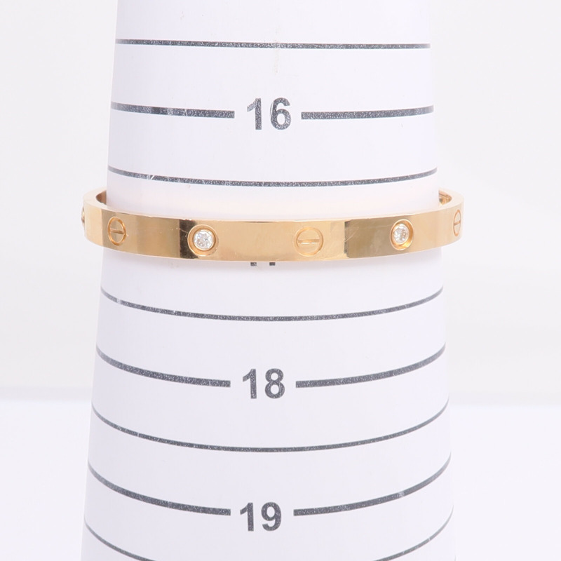 CARTIER 18K玫瑰金Love Bracelet 4 Diamonds鑽石手鐲Cartier#18-12