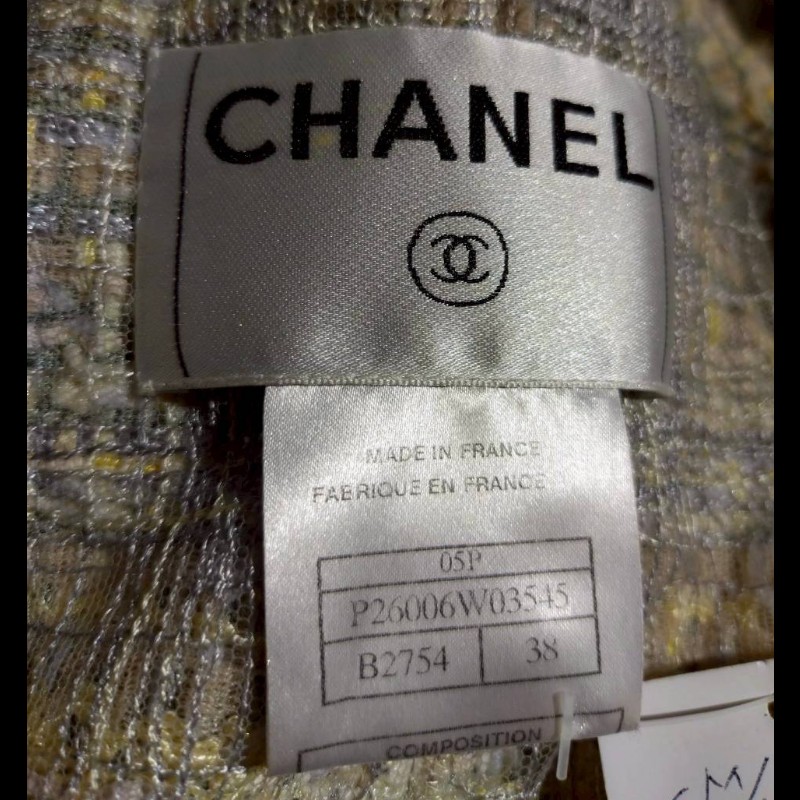 Chanel 黃藍綠毛呢格外套（附領帶）-24
